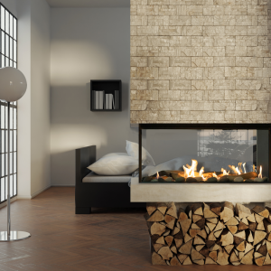 Amantii Lyon – 4 Sided See Through Gas Fireplace – Full 360° View – by Sierra Flame