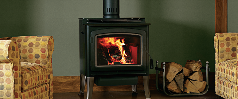 Cozy fireplace with burning logs - indoor fireplace store